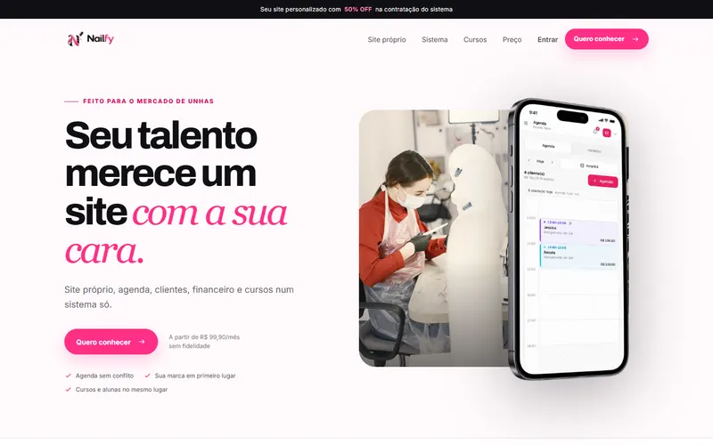 Primeira tela do Nailfy